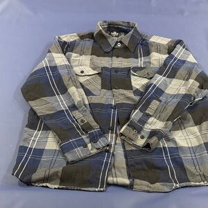 Men's Blue and Gray Plaid Casual Button Down Shirt